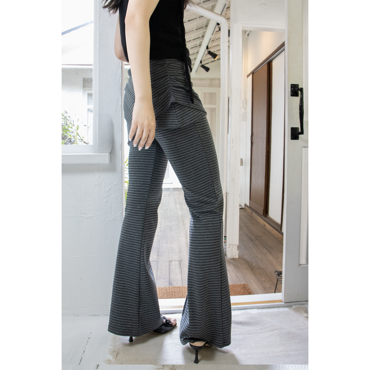 layered skirt flare border pants