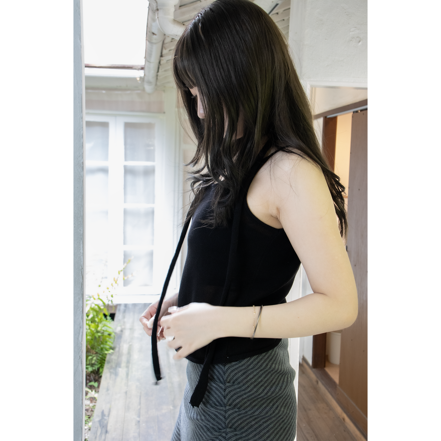 summer knit muffler cami（Black）