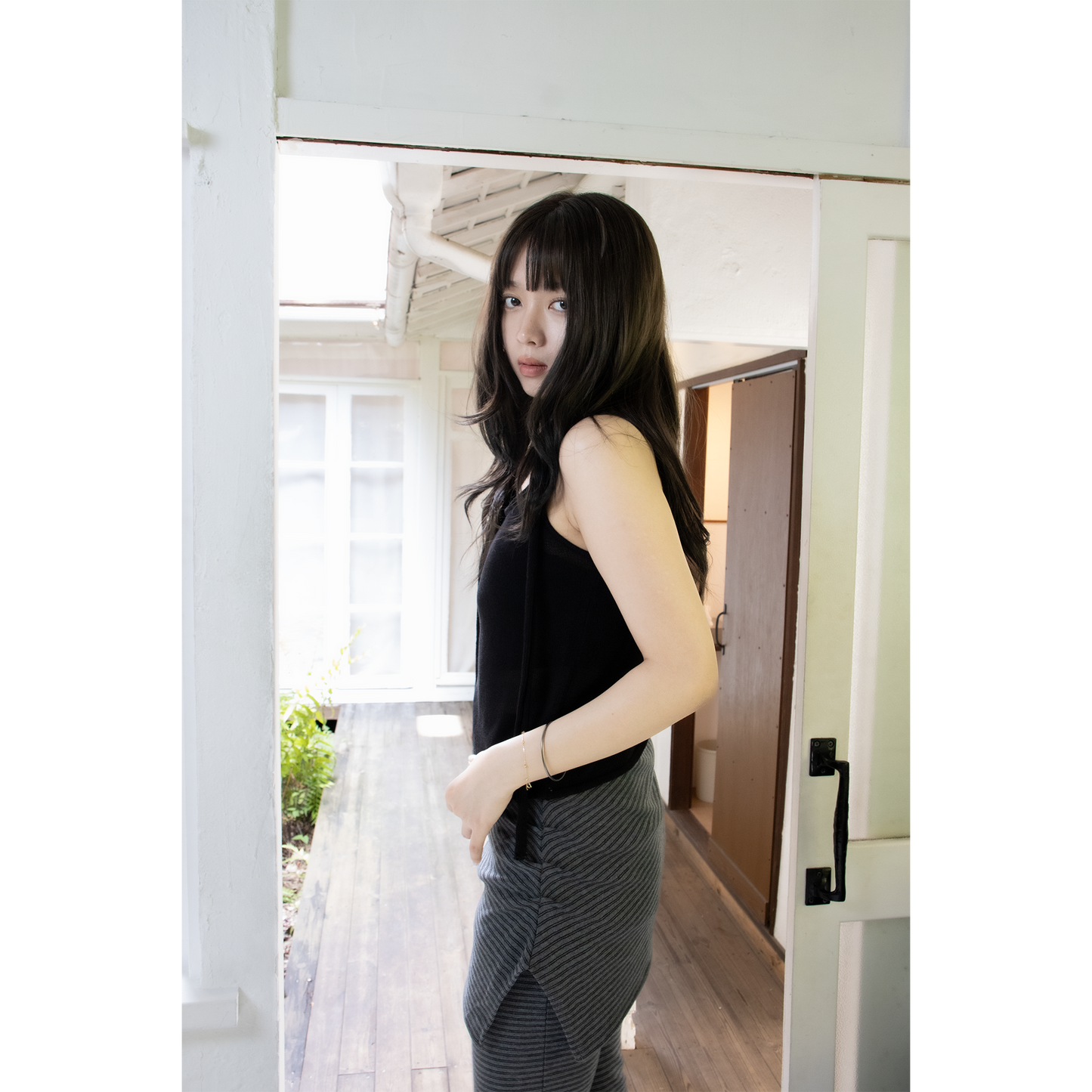 summer knit muffler cami（Black）