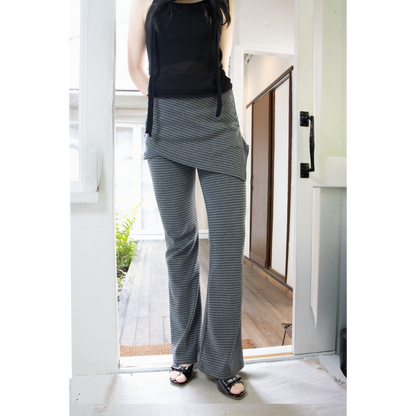 layered skirt flare border pants