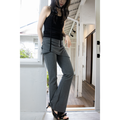 layered skirt flare border pants