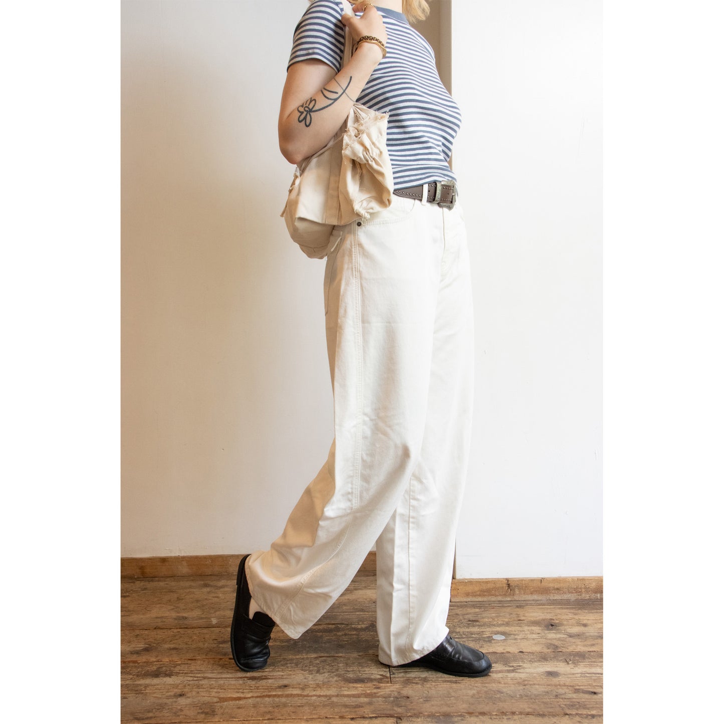 Gathered Ribbon Boston Bag（IVORY）