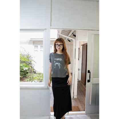button slit 2way skirt (Black)
