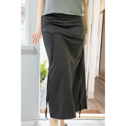button slit 2way skirt (Black)