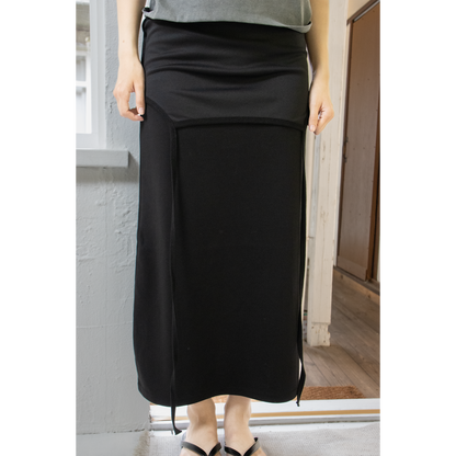 button slit 2way skirt (Black)