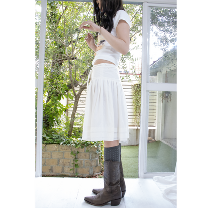ribbon wrap midi skirt