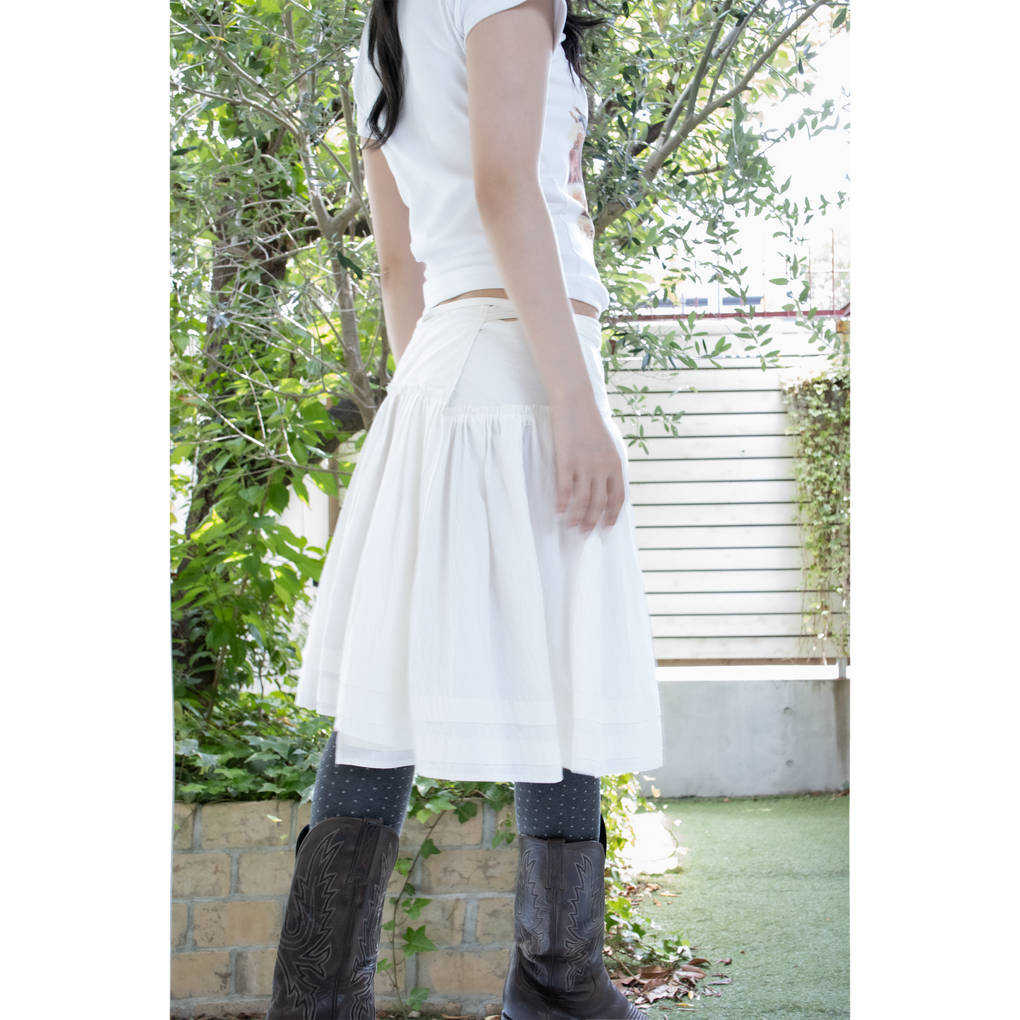 ribbon wrap midi skirt