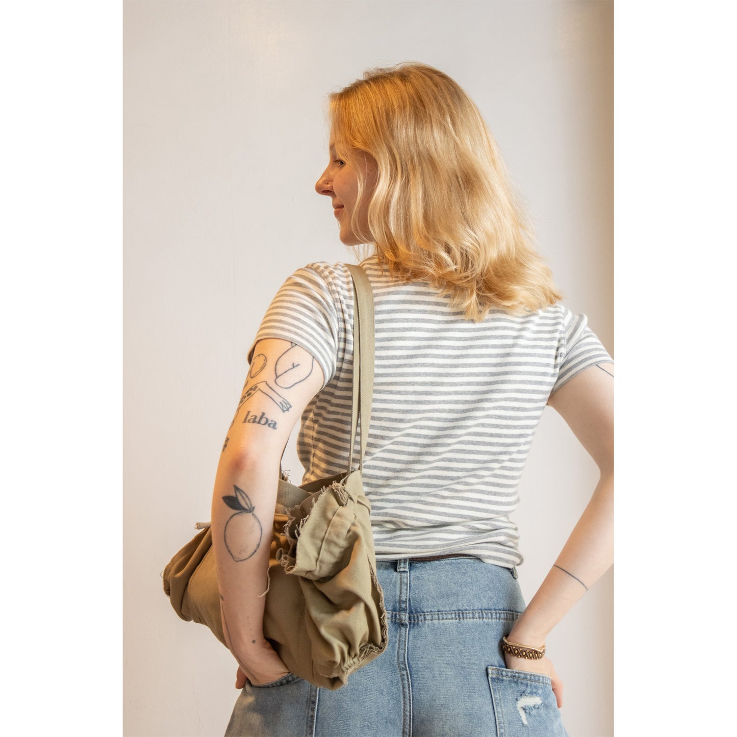 Gathered Ribbon Boston Bag（IVORY）
