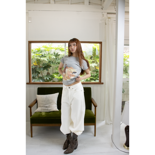 baggy loose white denim