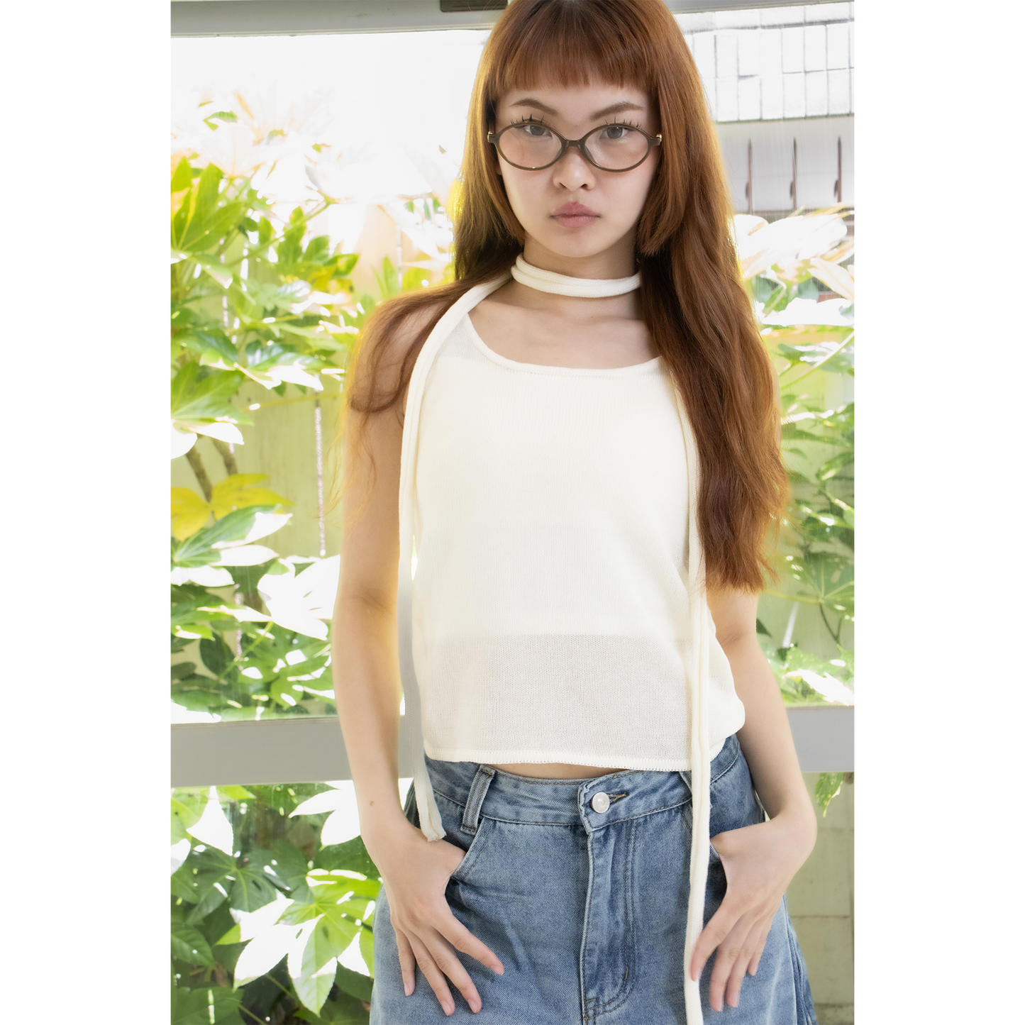 summer knit muffler cami（Black）