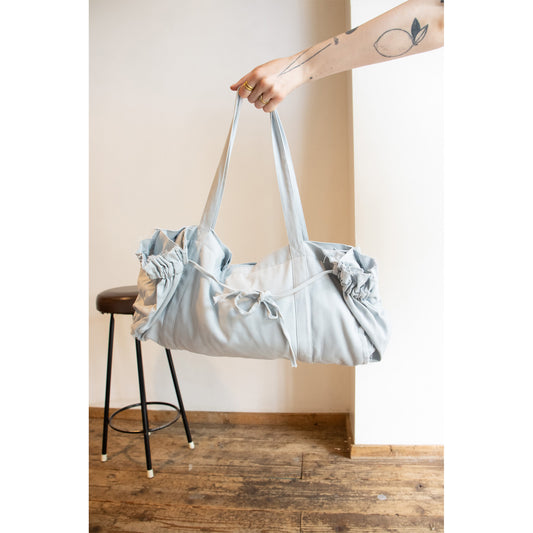 Gathered Ribbon Boston Bag (FOG BLUE)
