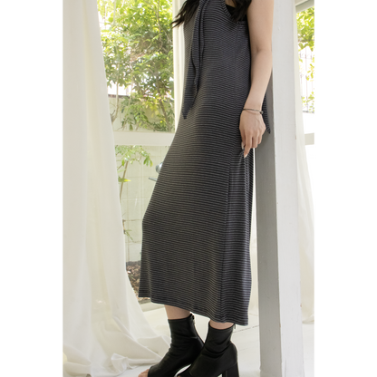 fine border tie dress（Charcoal）