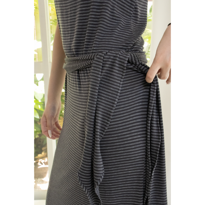 fine border tie dress（Charcoal）