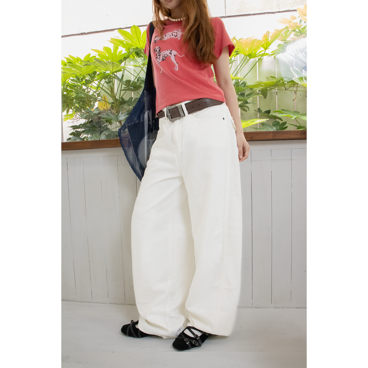 baggy loose white denim