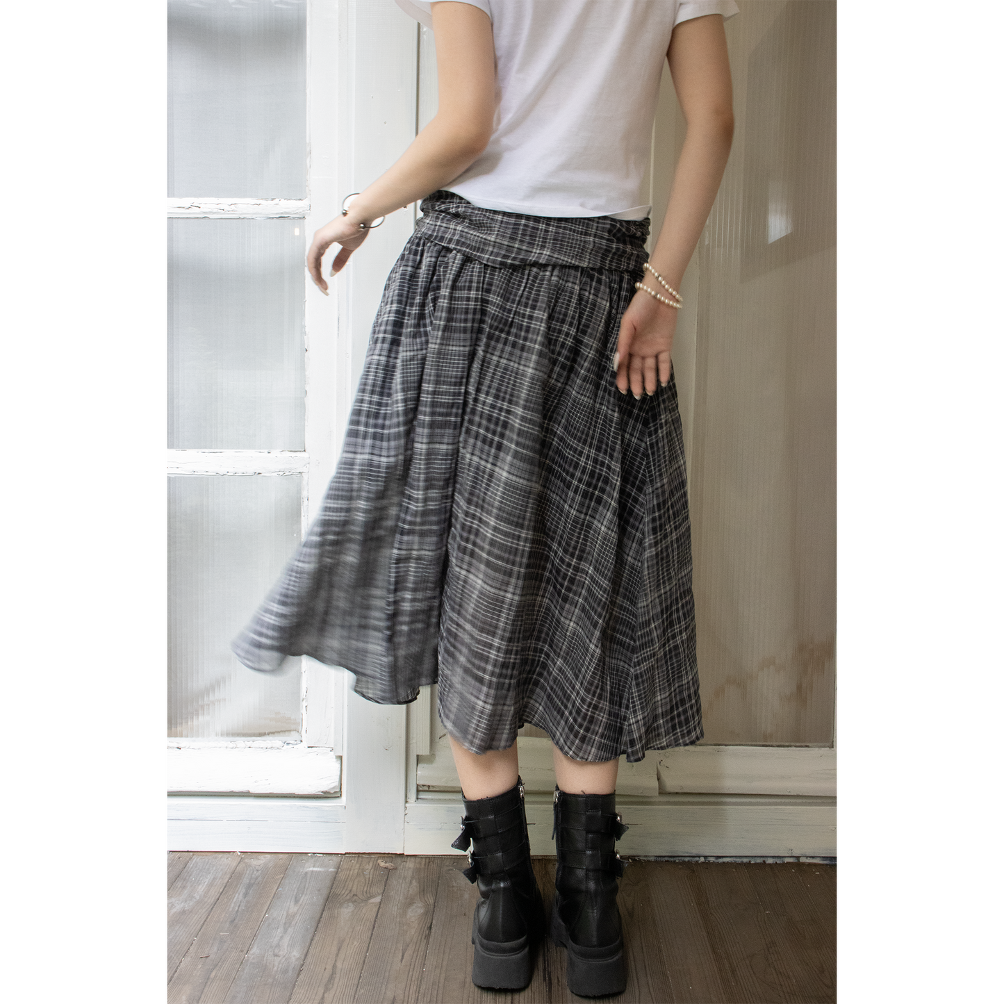wrap string check skirt