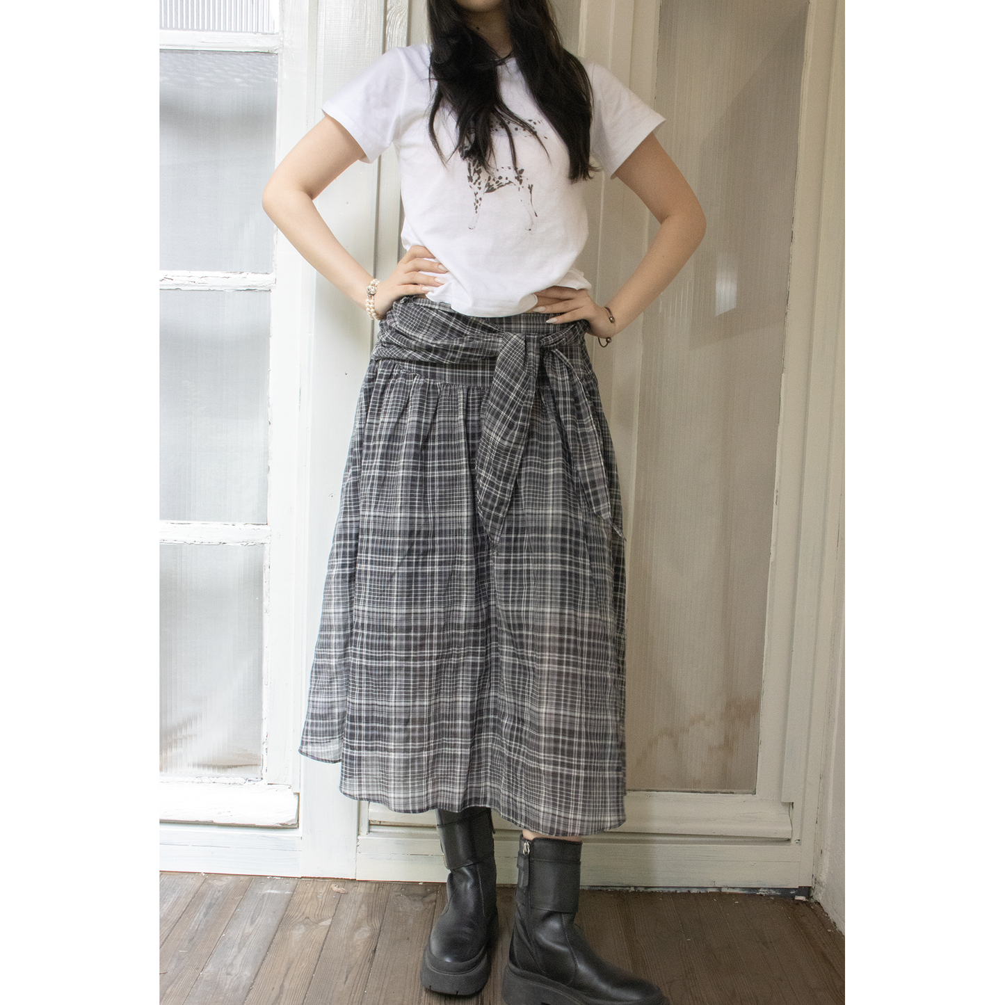 wrap string check skirt