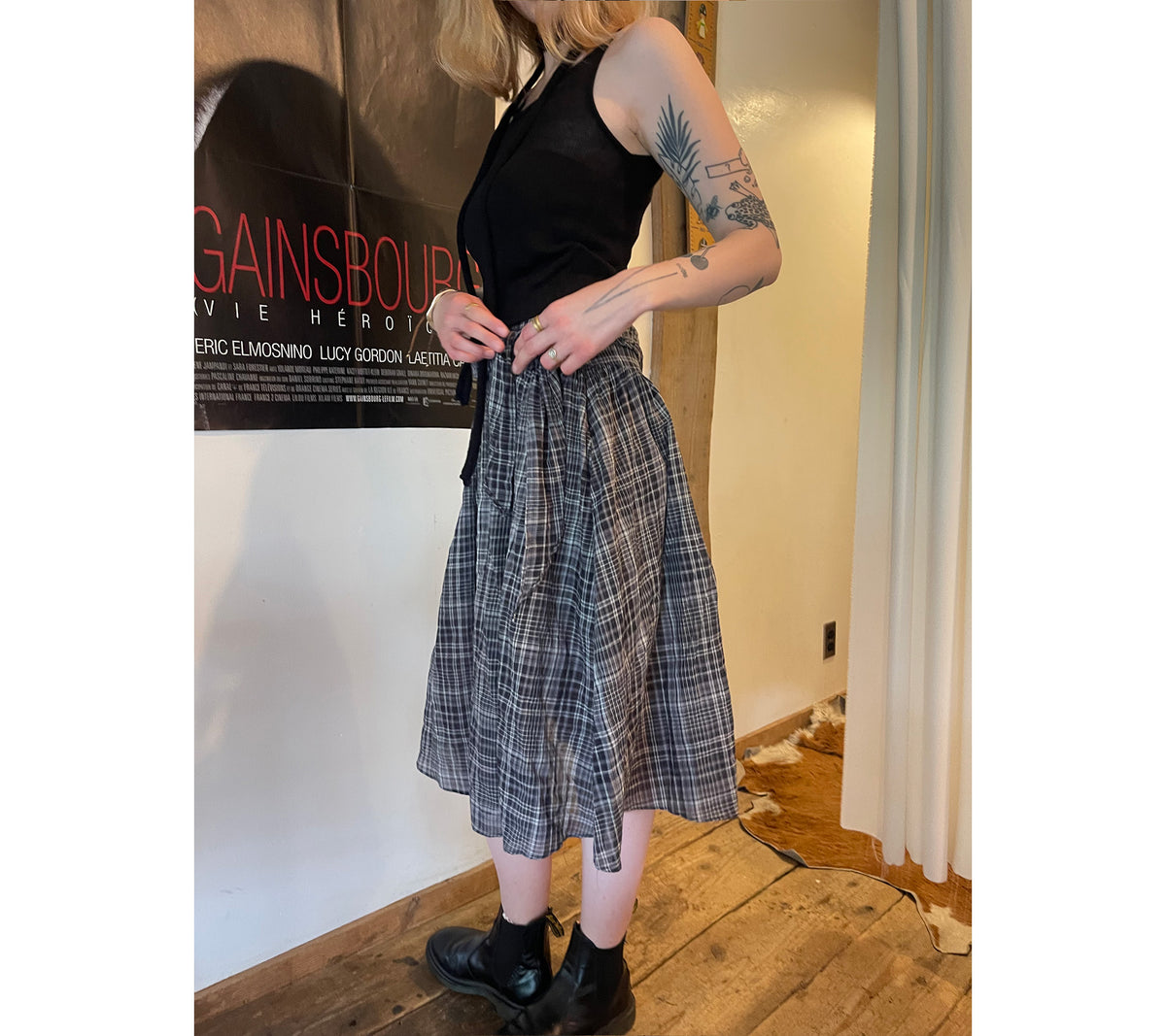 Wrap String Check Skirt